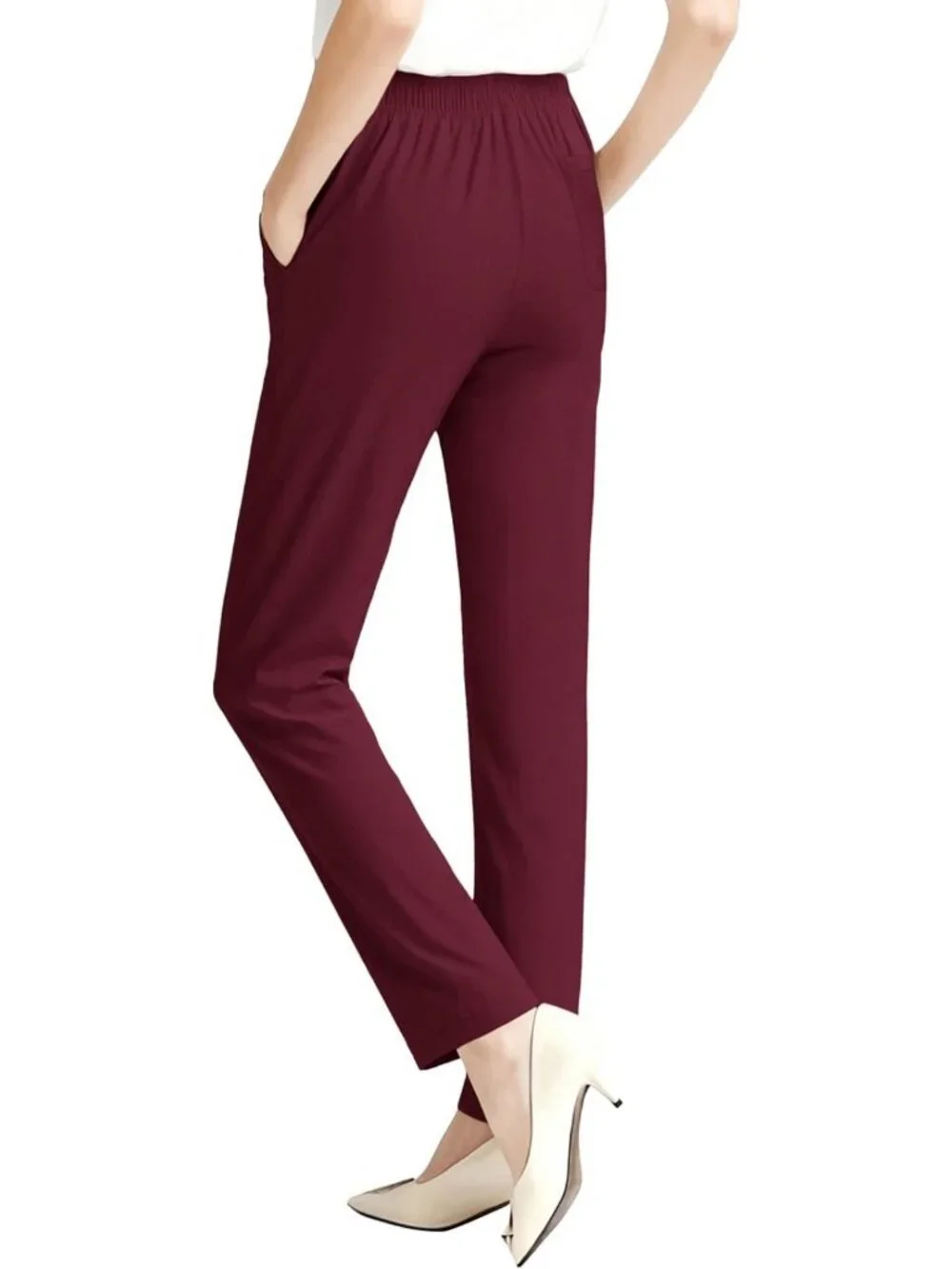 Comfy Summer Stretch Pull-On Pants for Women - Elastic Waist, Casual Chic Style